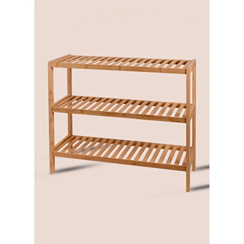 The Mia Bambu 3 Katlı Düzenleyici Dolap Raf Ayakkabılık 70x59x26 Cm