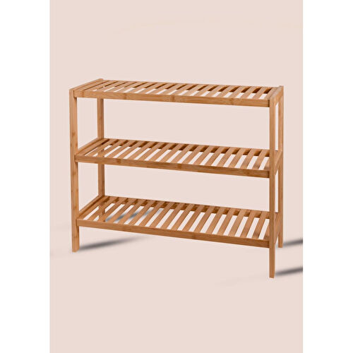 The Mia Bambu 3 Katlı Düzenleyici Dolap Raf Ayakkabılık 70x59x26 Cm