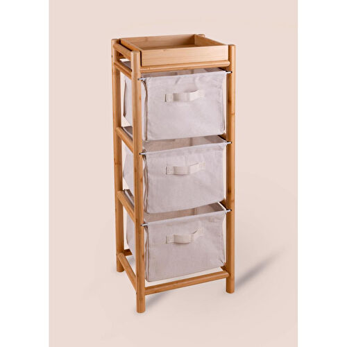 The Mia Bambu 3 Bez Çekmeceli Düzenleyici Dolap Raf 90x35x30 Cm