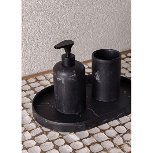 The Mia Marble Banyo Seti Siyah Siyah 3 Parça