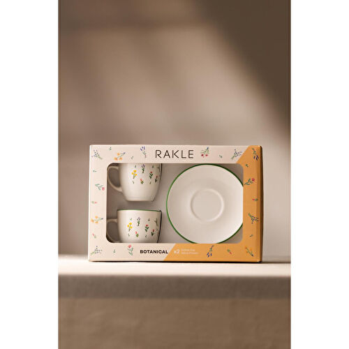 Rakle Botanical Seramik 2'li Kahve Fincan Takımı 110 Cc