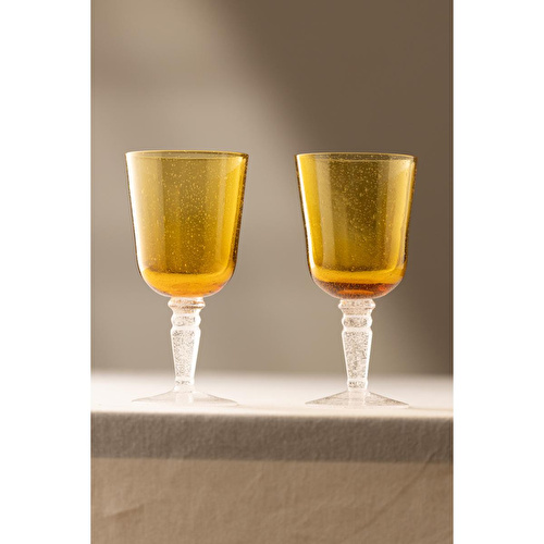 Rakle Rita El Yapımı Kendinden Renkli 2'li Kadeh Seti Amber 330 Cc