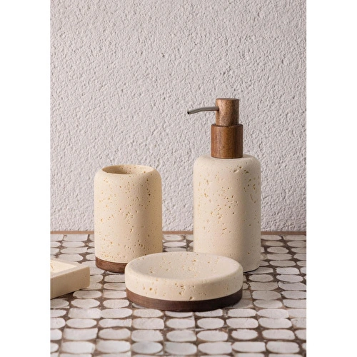 The Mia Travertine Banyo Seti Bej 3 Parça