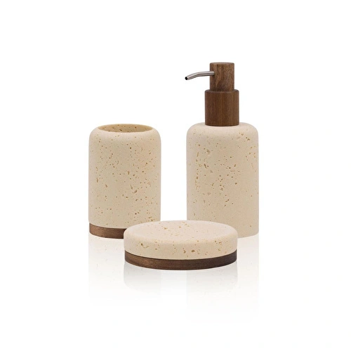 The Mia Travertine Banyo Seti Bej 3 Parça