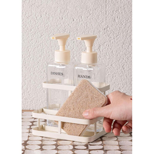 The Mia Metal Standlı Sıvı Sabunluk Beyaz 3 Parça