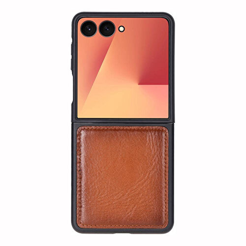 Bloominbag Bloomcase Flex Cool Tan Hakiki Deri Samsung Galaxy Z Flip 7 Kılıf(6.9