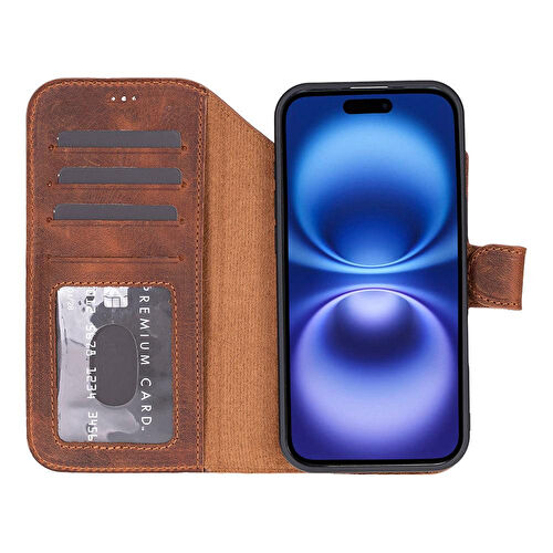 Bloominbag Bloomcase Magic Wallet Mahogany Saddle Hakiki Deri Iphone 17 Air(6.5