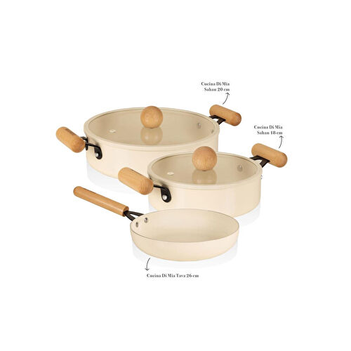 The Mia Cucina Di Mia İndüksiyon Tabanlı Seramik Sahan Tava Seti 5 Parça The Mia Cucina Di Mia İndüksiyon Tabanlı Seramik Sahan Tava Seti 5 Parça