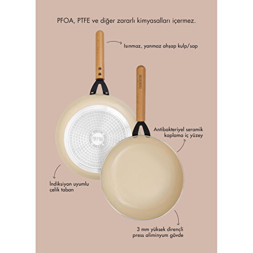 The Mia Cucina Di Mia İndüksiyon Tabanlı Seramik Tencere Tava Seti 5 Parça