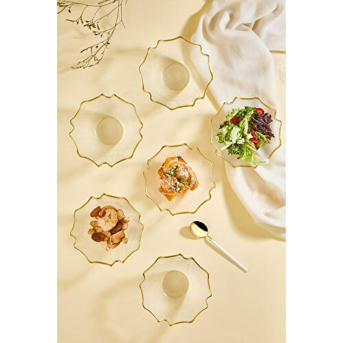 Lora Bianca Bloom 6 Parça Cam Salata/tatlı Kasesi Set Şeffaf