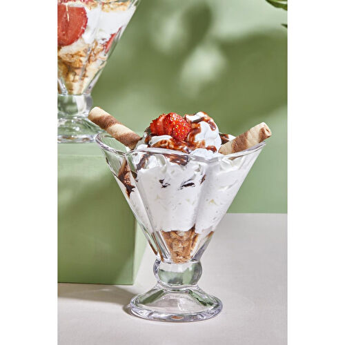 Lora Bianca Orion 2 Parça Cam Magnolya/puding/tatlı/dondurma Kasesi Beyaz