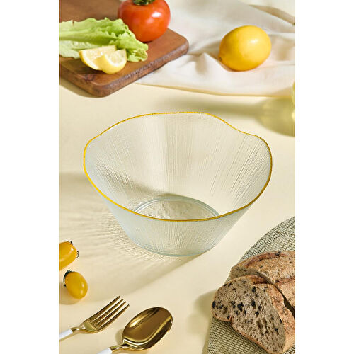 Lora Bianca Ekol Büyük Boy Cam Salata Kasesi - 21 Cm Beyaz