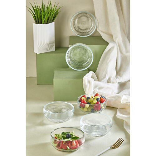 Lora Bianca Velora 6 Parça Cam Çerez - Sos - Lokum Mini Sunum Kasesi - 11 Cm Beyaz