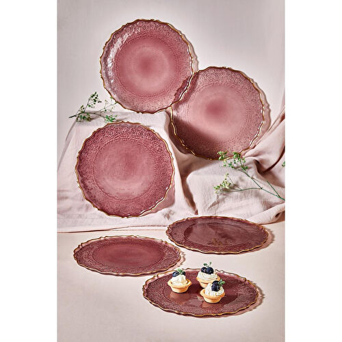 Lora Bianca Goblen 6 Parça Pasta/kek/tatlı Tabağı Seti - Mürdüm