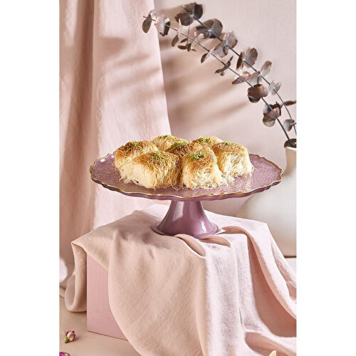 Lora Bianca Goblen 28 Cm Mürdüm Ayaklı Pasta Tabağı Standı Mürdüm