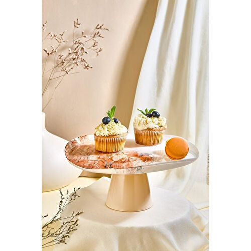 Lora Bianca Nova 28 Cm Ayaklı Pasta Servis Sunum Standı Krem