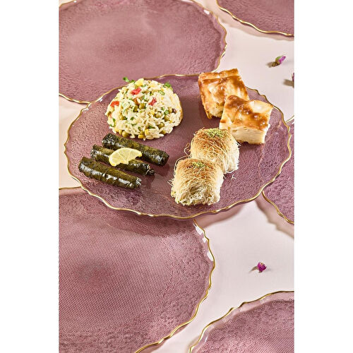 Lora Bianca Goblen 28 Cm 6 Parça Servis Sunum Tabağı Seti Mürdüm