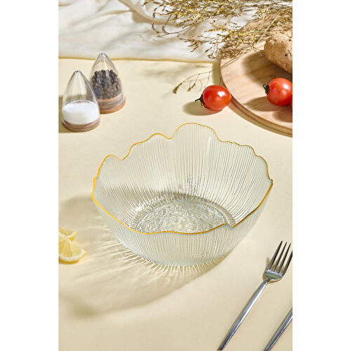 Lora Bianca Tirmit Büyük Boy Cam Salata Kasesi - 21 Cm Beyaz Lora Bianca Tirmit Büyük Boy Cam Salata Kasesi - 21 Cm Beyaz