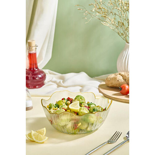 Lora Bianca Tirmit Büyük Boy Cam Salata Kasesi - 21 Cm Beyaz Lora Bianca Tirmit Büyük Boy Cam Salata Kasesi - 21 Cm Beyaz