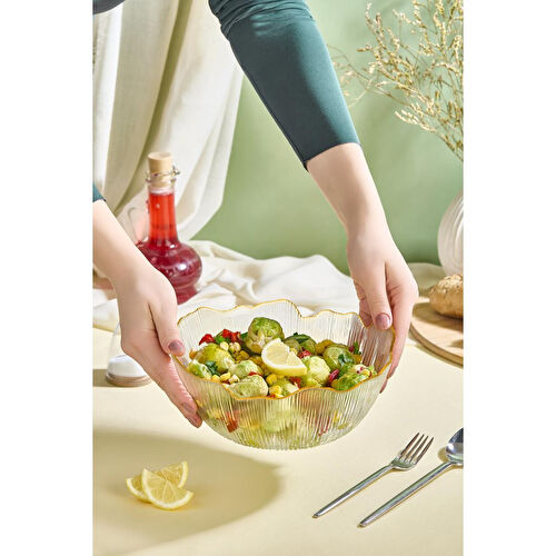 Lora Bianca Tirmit Büyük Boy Cam Salata Kasesi - 21 Cm
