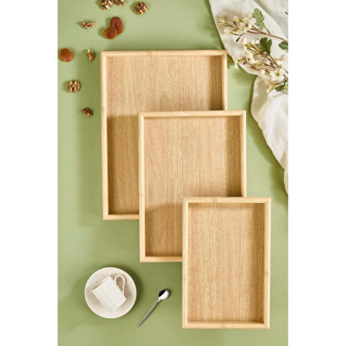 Lora Bianca 3' Lü Bambu Çay/kahve/sunum Tepsi Seti Krem Lora Bianca 3' Lü Bambu Çay/kahve/sunum Tepsi Seti Krem