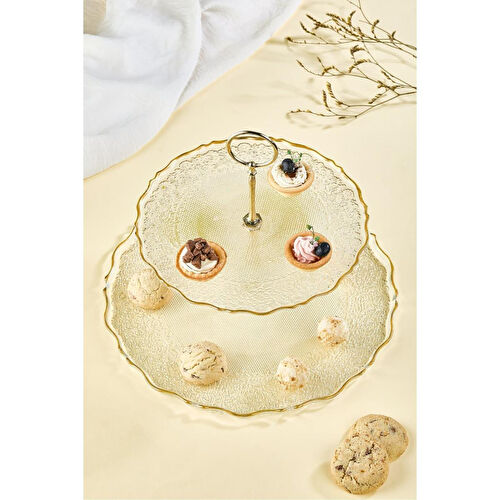 Lora Bianca Goblen 2 Katlı Pasta/kurabiyelik/şekerlik Sunum Standı Şeffaf Lora Bianca Goblen 2 Katlı Pasta/kurabiyelik/şekerlik Sunum Standı Şeffaf