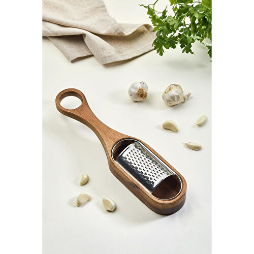 Lora Bianca Akasya Ahşap Paslanmaz Çelik El Rendesi - Hazneli