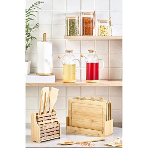 Lora Bianca 20 Parça Tezgah Üstü Bambu Set - Kesme Tahtası, Yağdanlık, Kavanoz, Havluluk, Kaşıklık, Nihale Seti 20 Parça Tezgah Üstü Bambu Set - Kesme Tahtası, Yağdanlık, Kavanoz, Havluluk, Kaşıklık, Nihale Seti