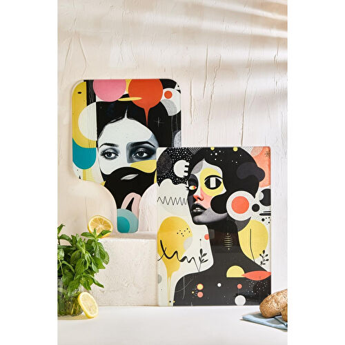 Lora Bianca Future 2'li Cam Kesme Tahtası Seti - 25x35 - Isıya Dayanıklı Kırılmaz Kesme Tahtası