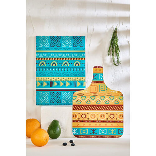 Lora Bianca African 2'li Cam Kesme Tahtası Seti - 25x35 - Isıya Dayanıklı Kırılmaz Kesme Tahtası
