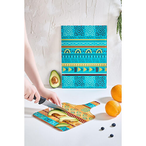 Lora Bianca African 2'li Cam Kesme Tahtası Seti - 25x35 - Isıya Dayanıklı Kırılmaz Kesme Tahtası