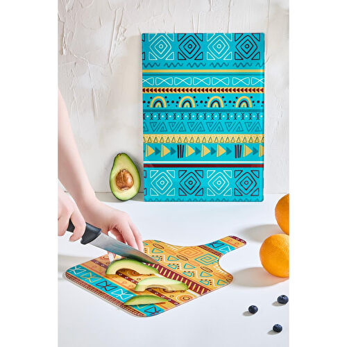 Lora Bianca African 2'li Cam Kesme Tahtası Seti - 25x35 - Isıya Dayanıklı Kırılmaz Kesme Tahtası Beyaz