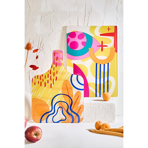 Lora Bianca Meloni 2'li Cam Kesme Tahtası Seti - 25x35 - Isıya Dayanıklı Kırılmaz Kesme Tahtası Beyaz