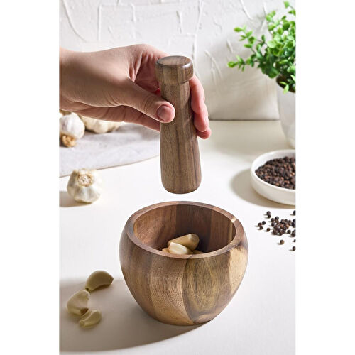 Lora Bianca Akasya Ahşap Havan - Sarımsak Ezeceği, Döveceği Akasya Ahşap Havan - Sarımsak Ezeceği, Döveceği