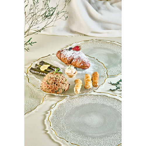 Lora Bianca Goblen 28 Cm 6 Parça Servis Sunum Tabağı Seti - Şeffaf Lora Bianca Goblen 28 Cm 6 Parça Servis Sunum Tabağı Seti - Şeffaf