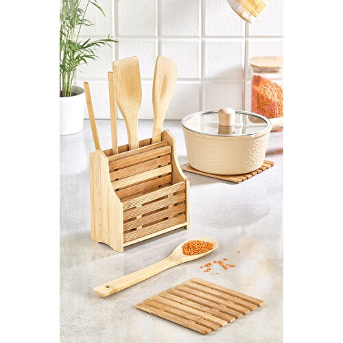 Lora Bianca Bambu 9 Parça Kaşıklık - Kaşık Ve Nihale Düzenleyici Set Kahverengi