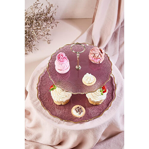 Lora Bianca Goblen Mürdüm Renk 2 Katlı Pasta/kurabiyelik/şekerlik Sunum Standı Mürdüm Lora Bianca Goblen Mürdüm Renk 2 Katlı Pasta/kurabiyelik/şekerlik Sunum Standı Mürdüm