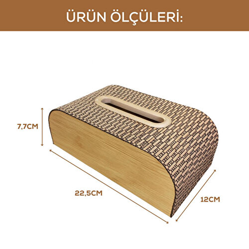Vienev Ahşap Dikdörtgen Peçetelik – Doğal Ahşap Desenli Dekoratif Mendil Kutusu Ams1119