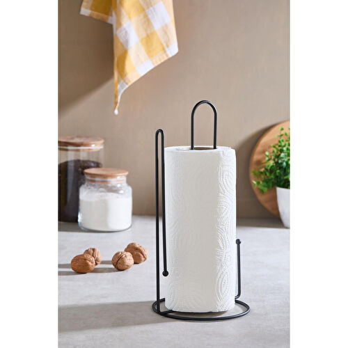 Lora Bianca Mat Siyah Metal Dik Kağıt Rulo Havluluk, Peçetelik Standı
