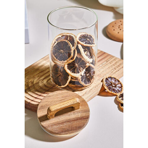 Lora Bianca Kapaklı Cam Kavanoz/saklama Kabı - 15 Cm Beyaz