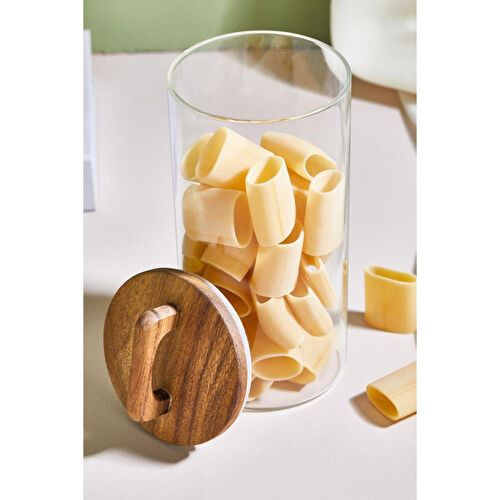 Lora Bianca Kapaklı Cam Kavanoz/saklama Kabı - 20 Cm Beyaz