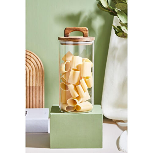 Lora Bianca Kapaklı Cam Kavanoz/saklama Kabı - 20 Cm Beyaz