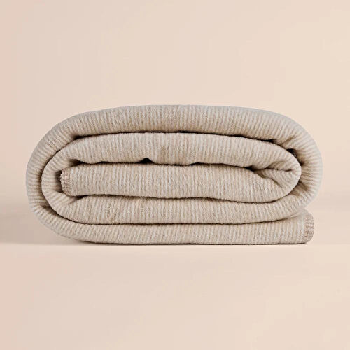 Penelope Verso Pamuklu Tek Kişilik Battaniye 150x200 Cm - Bej Krem