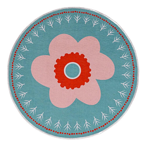Itsy Bitsy Kids Çiçek Desenli Makinede Yıkanabilir Pamuklu Çocuk Halısı - Amulet Serisi