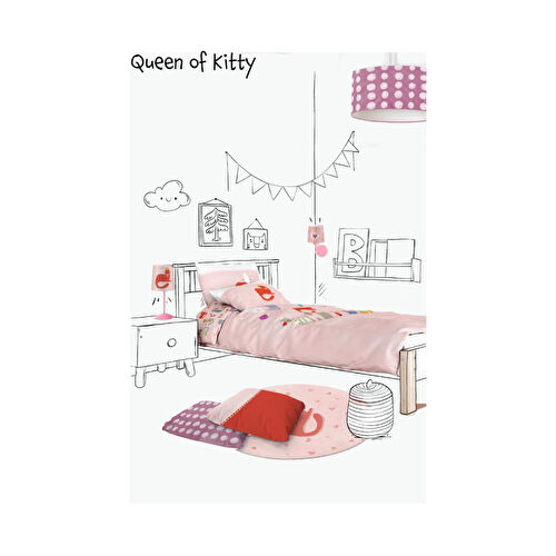 Itsy Bitsy Kids Prenses Kedi Desenli Makinede Yıkanabilir Pamuklu Çocuk Halısı - Kitty of Queen Serisi