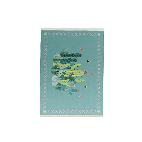 Itsy Bitsy Kids Kaktüs Desenli Makinede Yıkanabilir Pamuklu Çocuk Halısı - Cactopia Serisi