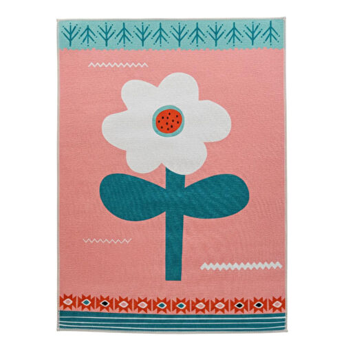 Itsy Bitsy Kids Big Flower Pembe Yıkanabilir Çocuk Halısı 120x160cm