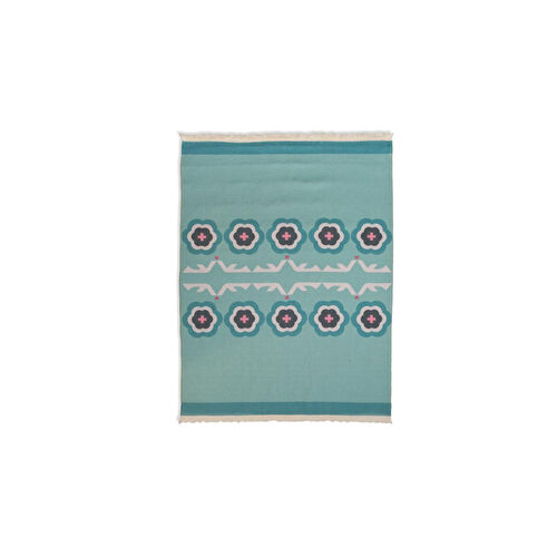 Itsy Bitsy Kids Çiçek, Kuş, Kalp Desenli Makinede Yıkanabilir Pamuklu Çocuk Halısı - Sukha Serisi