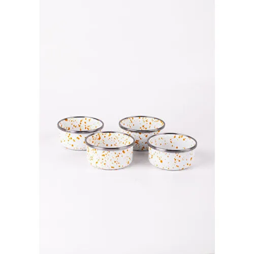 Emaylab Speckles Emaye 4’lü Kase Çerezlik, Kahvaltılık, Reçellik, Zeytinlik, Sunumluk Seti 8cm 200 Ml