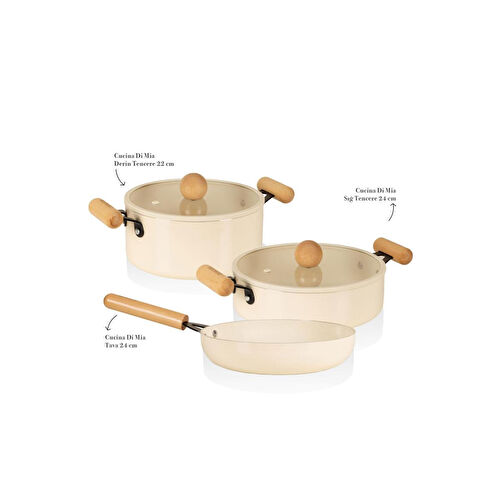 The Mia Cucina Di Mia İndüksiyon Tabanlı Seramik Tencere Tava Seti 5 Parça